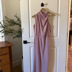 Sleeveless Satin Mauve Maxi Dress